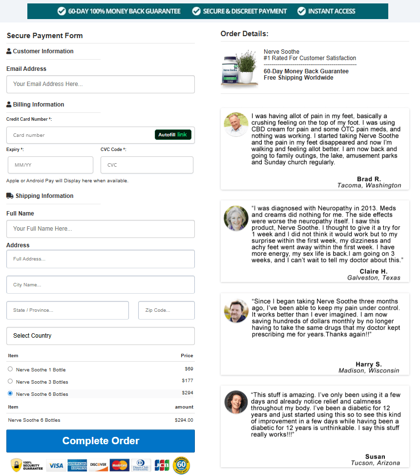 Nerve Soothe order form